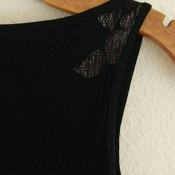BEBE black mesh flower dress SML - Picture 5 of 7